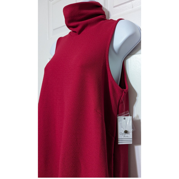 Ophelia Roe Red Sleeveless Keyhole Mock Neck Ruffle Dress Office Plus Size 1X - Picture 6 of 11